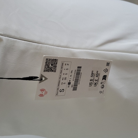 Zara gorgeous White Slip Dress with silver crystal Accents Size S new with tags - Picture 5 of 8